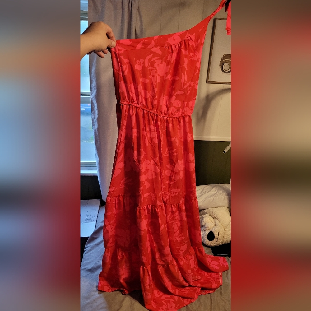 Elegant Red Floral Dress